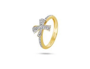 Anel Ouro Amarelo com Diamantes - 18K