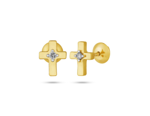 Brinco Infantil Ouro Amarelo com Diamantes - 18K