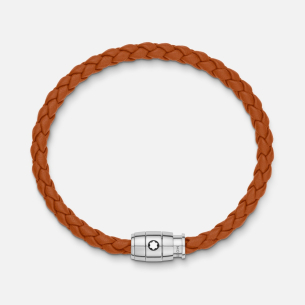 Pulseira Montblanc Meisterstück 3 Rings in Steel and Rust Leather - Couro Ferrugem