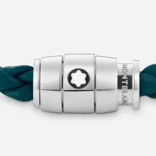 Pulseira Montblanc Meisterstück Collection Steel 3-Ring Cyprus Blue Leather - Azul