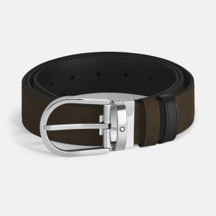 Cinto Montblanc Horseshoe Buckle Brown/Black 35 mm Reversible Leather