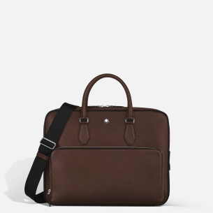 Pasta Executiva Média Montblanc Medium Briefcase with Pocket in Sartorial Leather - Ébano
