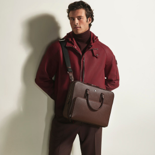 Pasta Executiva Média Montblanc Medium Briefcase with Pocket in Sartorial Leather - Ébano