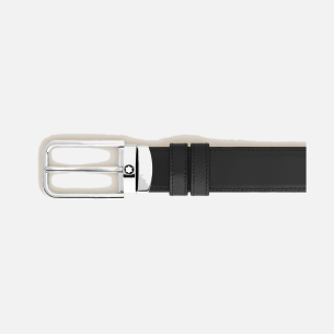 Cinto Montblanc 30 mm Reversible Belt in Sartorial Leather with Rectangular Buckle - Preto