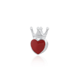 Berloque prata 925 coroa com coração