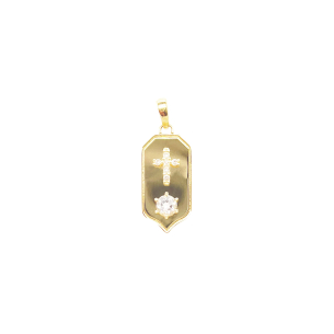 Pingente Ouro Amarelo 18K com Topázio branco e Diamantes  