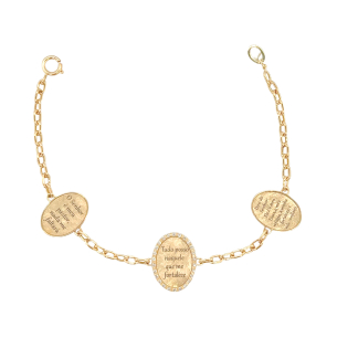 Pulseira em Ouro Amarelo 18K Salmo com Diamantes  