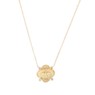 Gargantilha em Ouro Amarelo 18K Espírito Santo com Ametista, Peridoto e Turmalina  