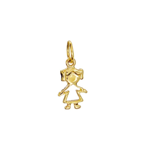 Pingente Ouro Amarelo 18K - Menina vazada  