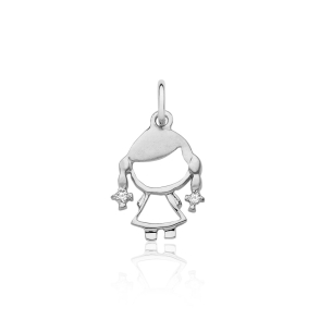 Pingente de ouro menina com Diamantes - 18K