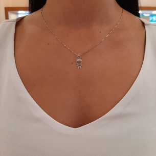 Pingente menino em Ouro Branco 18K com Diamantes