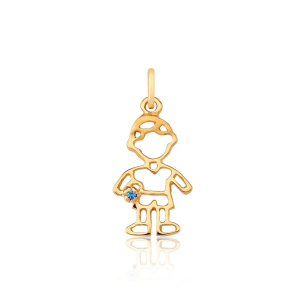 Pingente Ouro Amarelo 18K menino com safira azul vazado