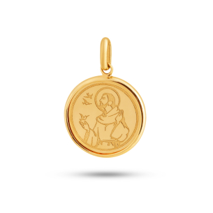 Pingente São Francisco de Assis em Ouro Amarelo 18K