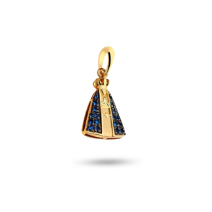 Pingente Nossa Senhora com Safira Azul em Ouro Amarelo 18K