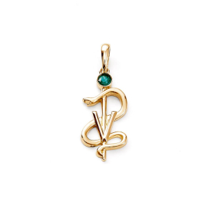 Pingente de formatura medicina veterinária em Ouro Amarelo 18K esmeralda 3mm