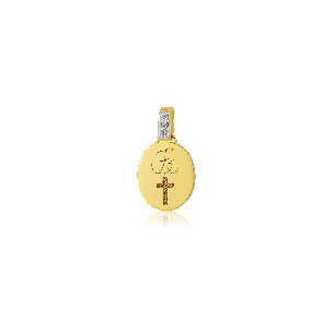 Pingente Ouro Amarelo 18K Fé com brilhantes