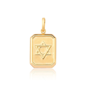 Pingente Placa Estrela de Davi em Ouro Amarelo 18K