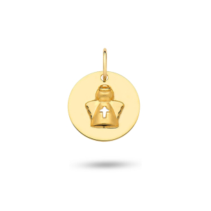Pingente Medalha de Anjo em Ouro Amarelo 18K