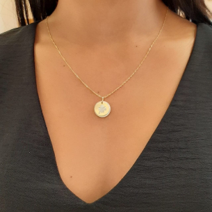 Pingente Ouro Amarelo 18K madre pérola trevo de quatro folhas