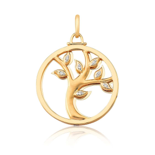 Pingente Árvore da Vida com Diamantes em Ouro Amarelo 18K