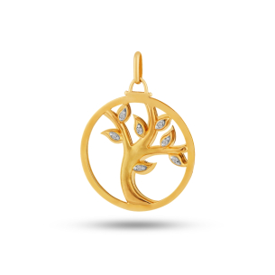 Pingente Árvore da Vida com Diamantes em Ouro Amarelo 18K