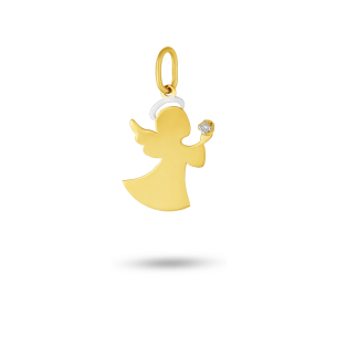 Pingente Anjinho com Diamantes em Ouro Amarelo 18K