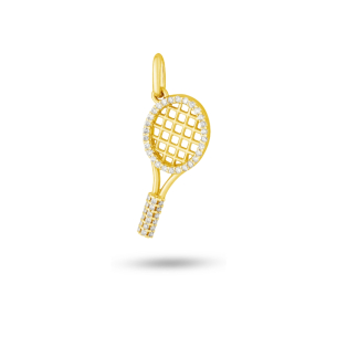 Pingente Raquete Beach Tennis com Diamantes em Ouro Amarelo 18K