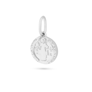 Pingente Médio São Bento em Ouro Branco 18K
