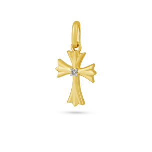 Pingente de Cruz com Diamantes em Ouro Amarelo 18K