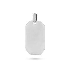 Pingente Placa Fosco Ouro Branco 18K  