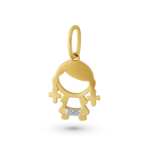 Pingente Menina em Ouro Amarelo 18K com Diamantes