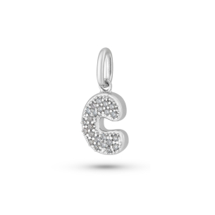 Pingente Infantil Letra C em Ouro Branco 18k com Diamantes