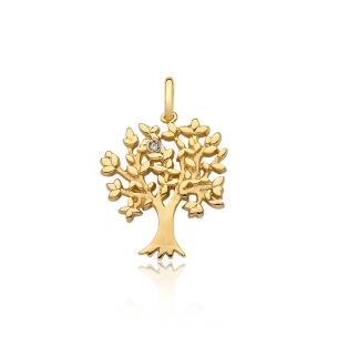 Pingente de ouro 18k árvore da vida diamante