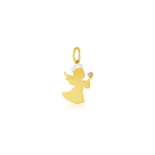 Pingente Ouro Amarelo 18K anjinho com diamante