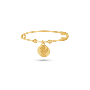 Pingente Alfinete em Ouro Amarelo 18k com placa Anjo da Guarda Petit