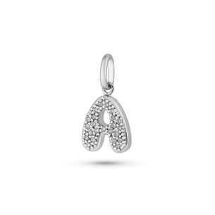 Pingente Infantil Letra A em Ouro Branco 18k com Diamantes