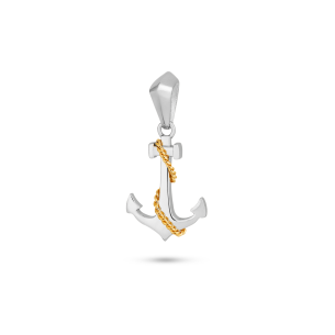 Pingente Âncora em  Ouro Amarelo e Ouro Branco 18K  