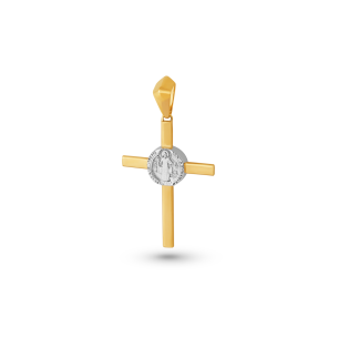 Pingentem Cruz em Ouro Amarelo e Ouro Branco 18K