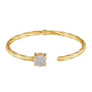 Pulseira de ouro amarelo 18k ponta redonda pavê com 0,20 ct de Diamantes 