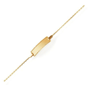 Pulseira infantil placa elo cadeado em Ouro Amarelo 18K  