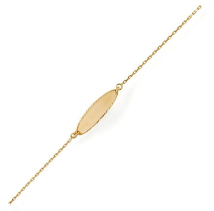 Pulseira infantil com placa para nome Ouro Amarelo 18K  
