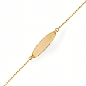 Pulseira Infantil com placa para nome Ouro Amarelo 18K  