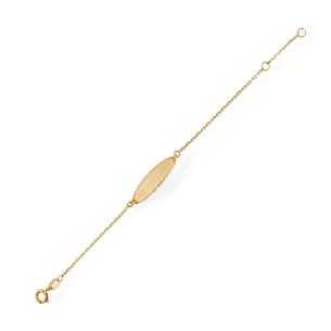 Pulseira infantil com placa para nome Ouro Amarelo 18K 