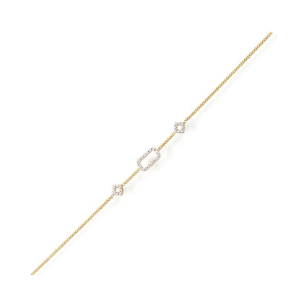 Pulseira feminina vazada em Ouro Amarelo 18K com Diamantes   