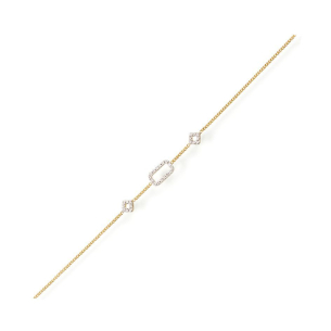 Pulseira de ouro 18k feminina vazada brilhantes