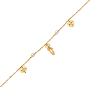Pulseira infantil com pérolas em Ouro Amarelo 18K  