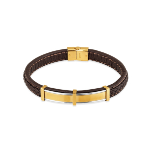 Pulseira em Ouro Amarelo 18K e Couro Mônaco