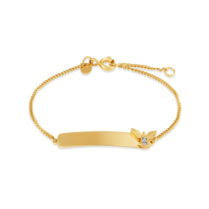 Pulseira Chapinha Espírito Santo com Diamantes em Ouro Amarelo 18K