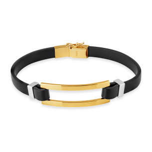 Pulseira de Borracha em Ouro Amarelo e Ouro Branco 18k