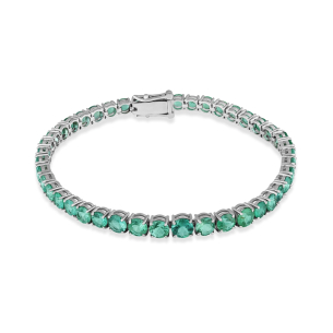 Pulseira Riviera com Esmeraldas em Ouro Branco 18K